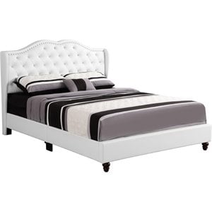 Glory Furniture Joy Faux Leather Upholstered Queen Bed in White
