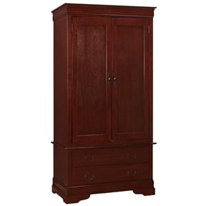 Glory Furniture Louis Phillipe 2 Drawers Bedroom Armoire in Cherry