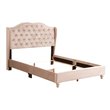 Glory Furniture Joy Velvet Upholstered Full Bed in Beige