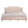 Glory Furniture Joy Velvet Upholstered King Bed in Beige