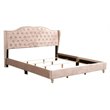 Glory Furniture Joy Velvet Upholstered King Bed in Beige