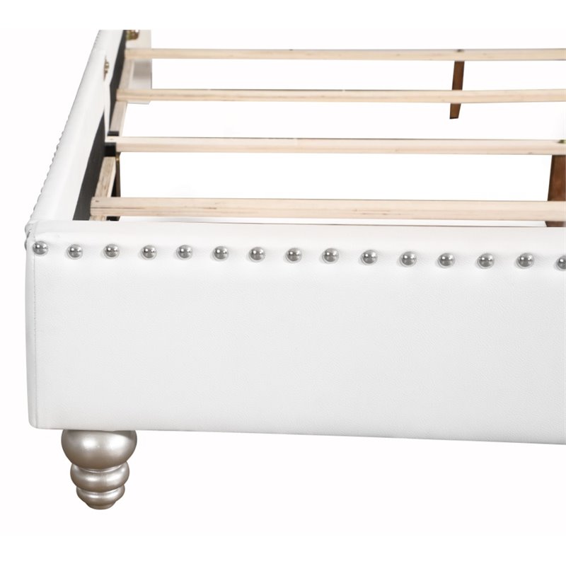 Glory Furniture Maxx Faux Leather Upholstered Full Bed in White