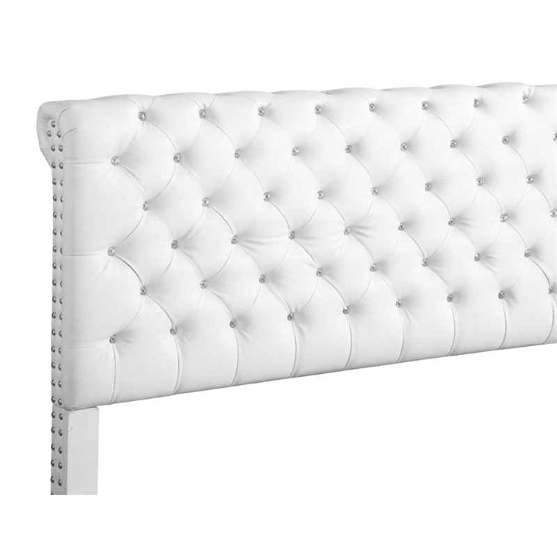 Glory Furniture Maxx Faux Leather Upholstered Queen Bed in White