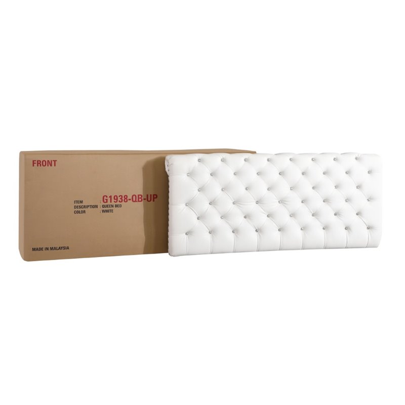 Glory Furniture Maxx Faux Leather Upholstered Queen Bed in White