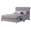 Glory Furniture Maxx Velvet Upholstered Queen Bed in Gray