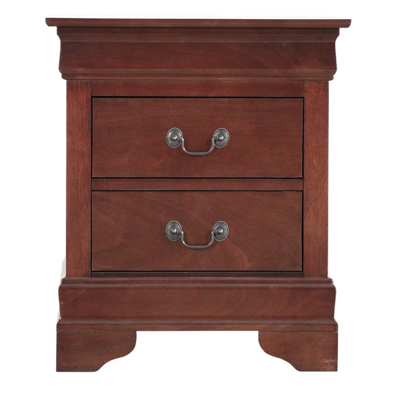 Glory Furniture Louis Phillipe 2 Drawer Nightstand in Cherry