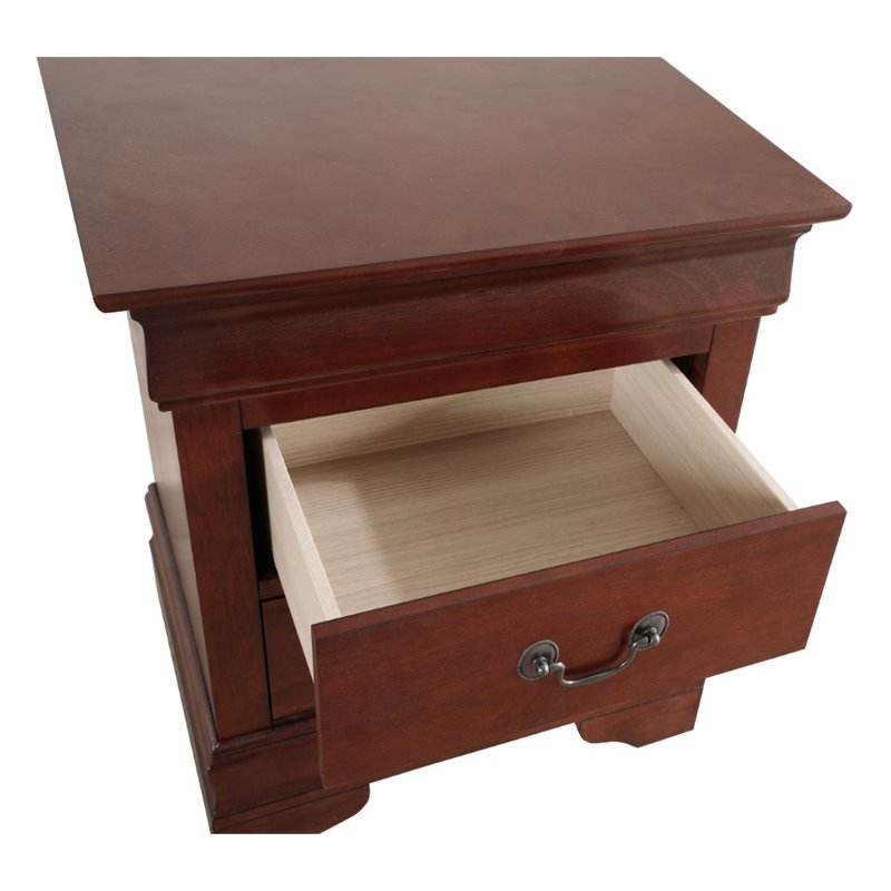Glory Furniture Louis Phillipe 2 Drawer Nightstand in Cherry