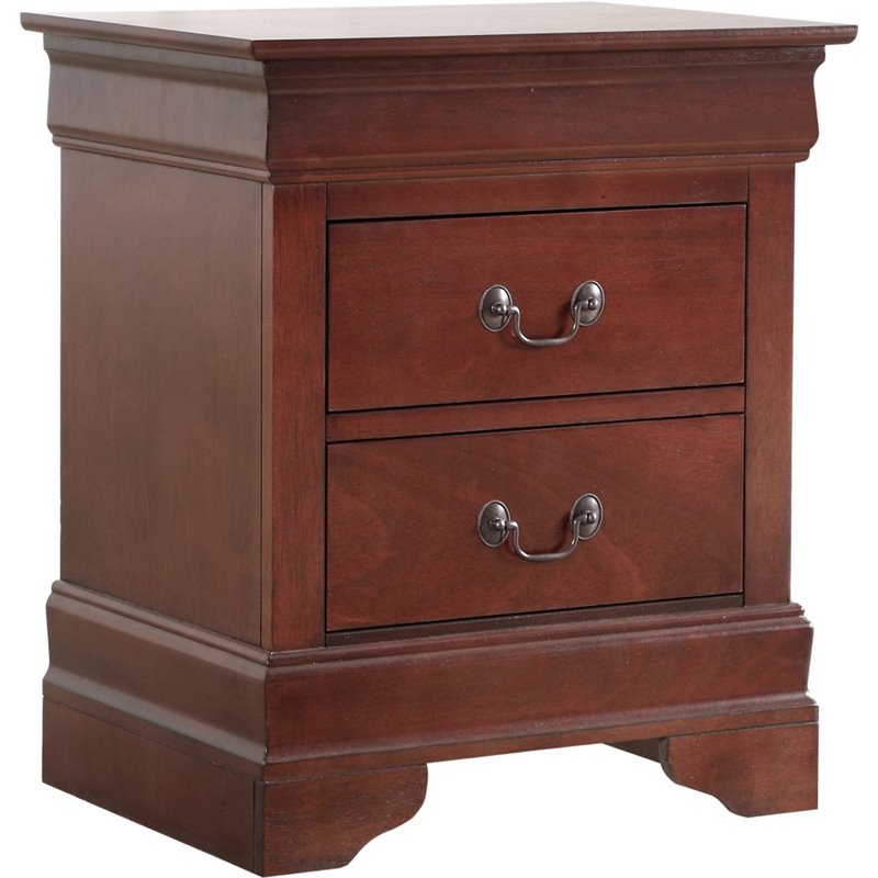 Glory Furniture Louis Phillipe 2 Drawer Nightstand in Cherry