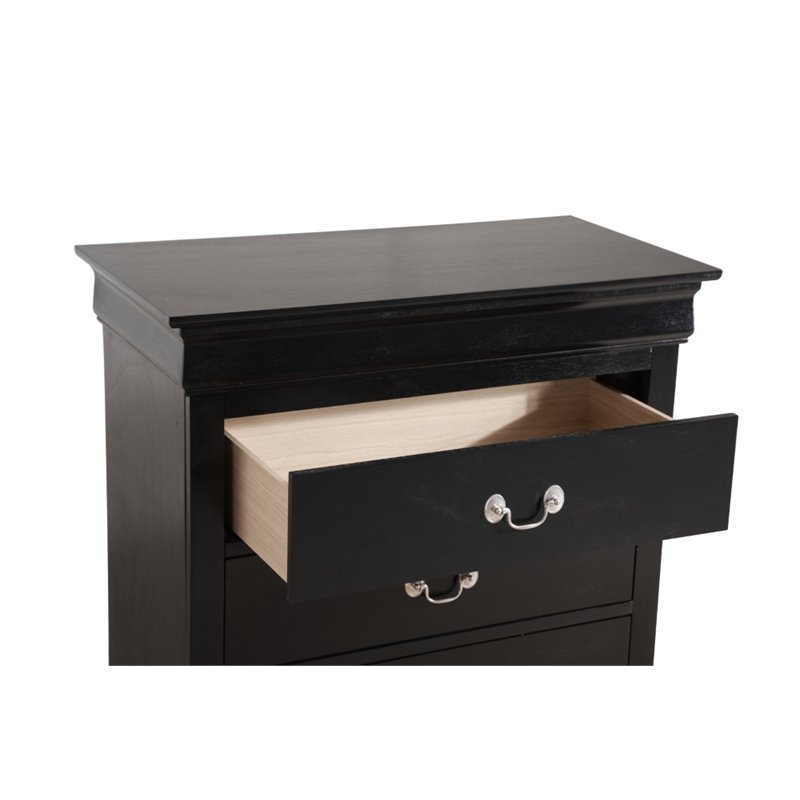 Glory Furniture Louis Phillipe 5-Drawers Bedroom Chest in Black