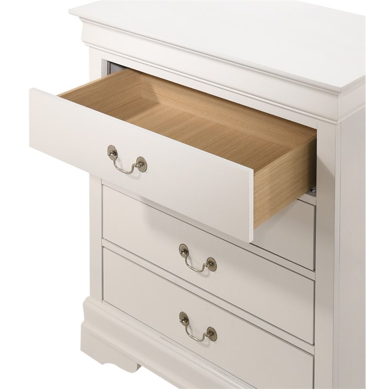 Glory Furniture Louis Phillipe 4-Drawer Bedroom Chest in White