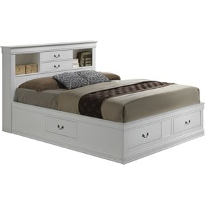Glory Furniture Louis Phillipe Queen Storage Bed in White
