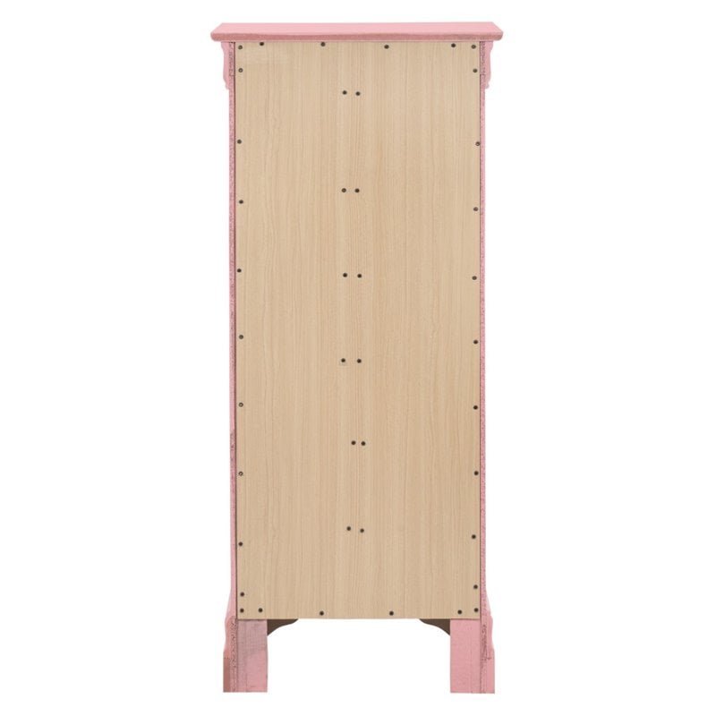 Glory Furniture Louis Phillipe 7-Drawers Bedroom Lingerie Chest in Pink