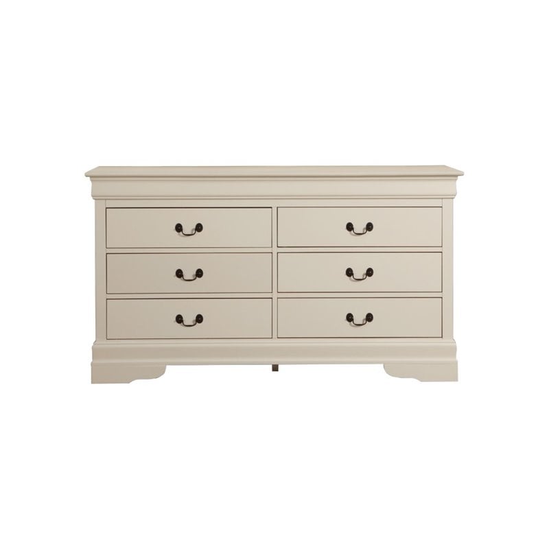 Glory Furniture Louis Phillipe 6 Drawer Dresser in Beige