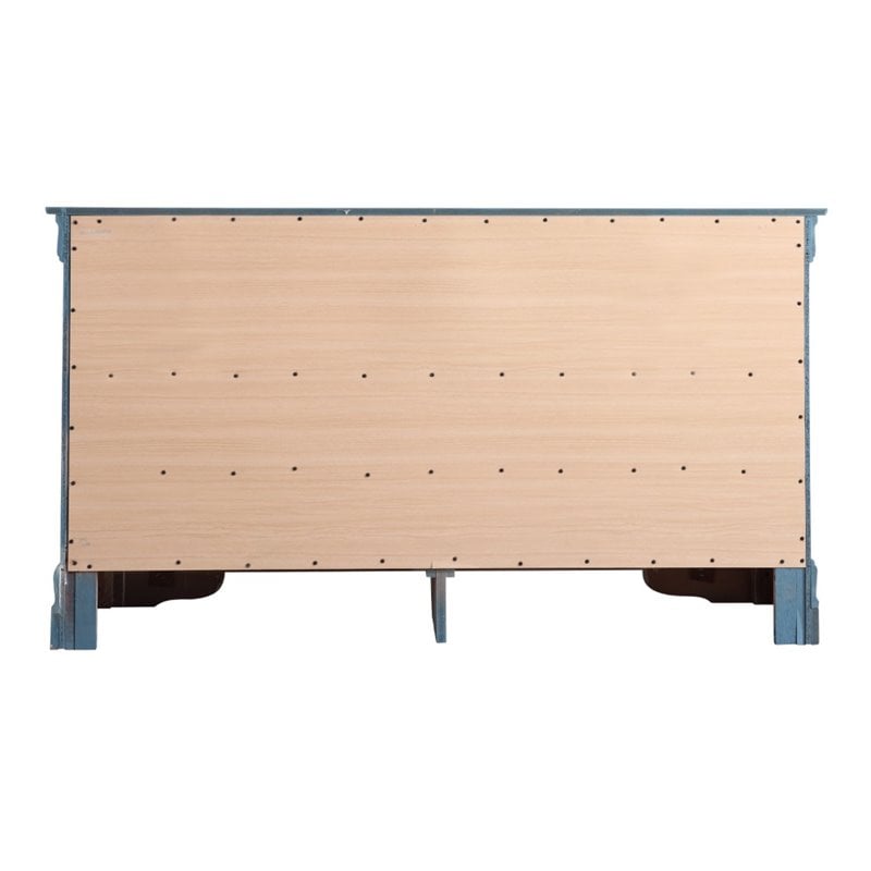 Glory Furniture Louis Phillipe 6 Drawer Dresser in Teal