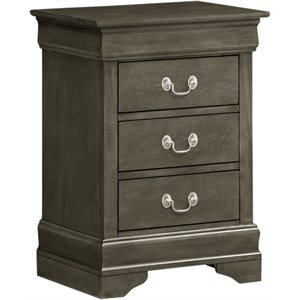 Glory Furniture Louis Phillipe 3 Drawer Nightstand in Gray