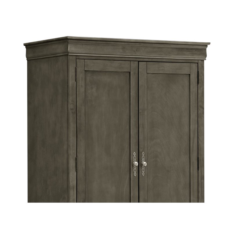 Glory Furniture Louis Phillipe 2 Drawers Bedroom Armoire in Gray