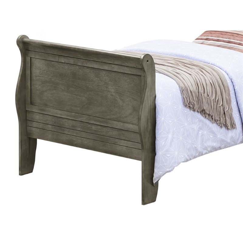 Glory Furniture Louis Phillipe Twin Sleigh Bed in Gray
