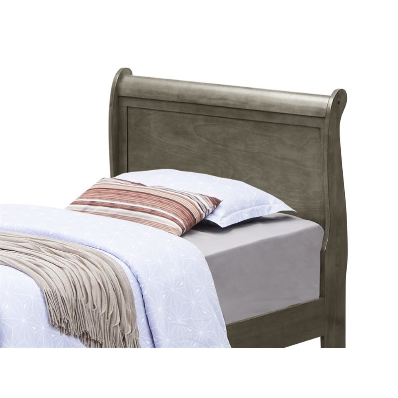 Glory Furniture Louis Phillipe Twin Sleigh Bed in Gray