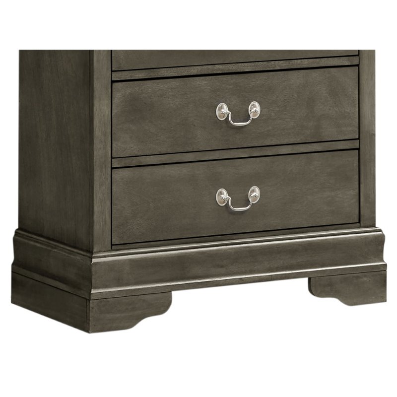Glory Furniture Louis Phillipe 4-Drawers Bedroom Chest in Gray