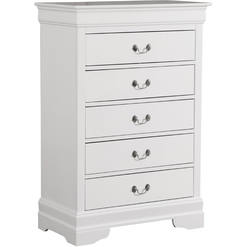 Glory Furniture Louis Phillipe 5-Drawers Bedroom Chest in White