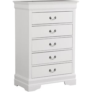 Glory Furniture Louis Phillipe 5-Drawers Bedroom Chest in White