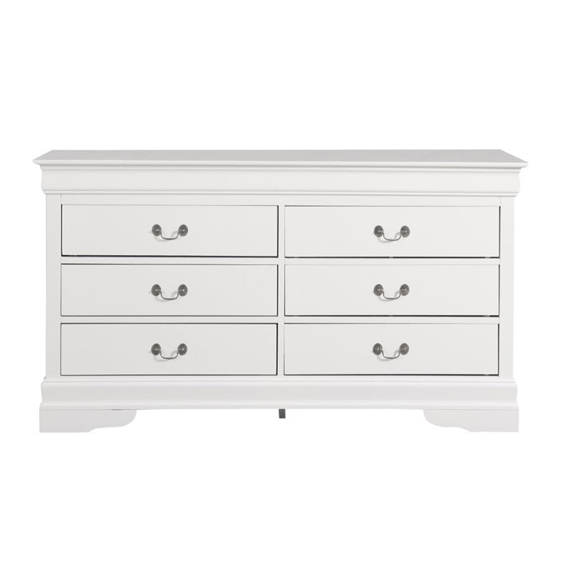 Glory Furniture Louis Phillipe 6 Drawer Dresser in White