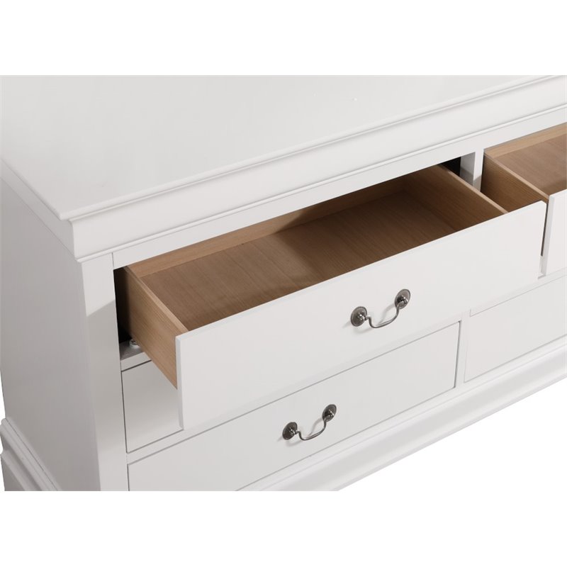 Glory Furniture Louis Phillipe 6 Drawer Dresser in White