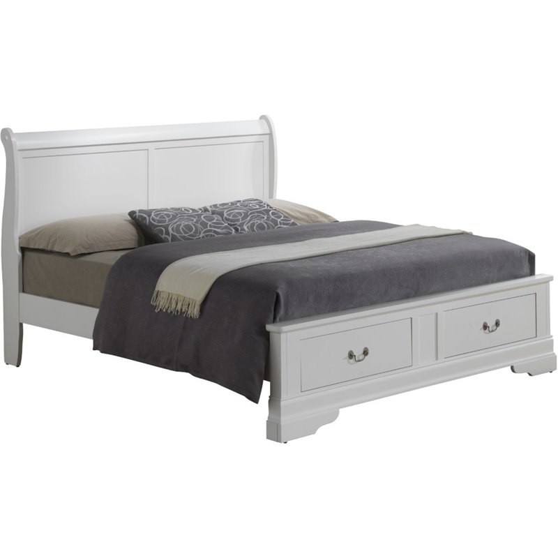 Glory Furniture Louis Phillipe Queen Storage Bed in White