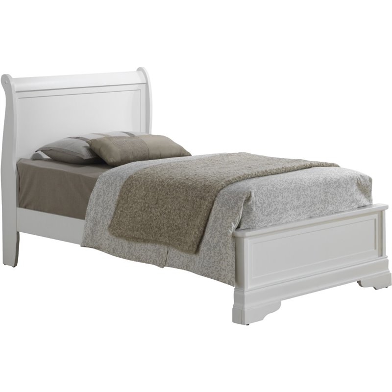 Glory Furniture Louis Phillipe Twin Panel Bed in White