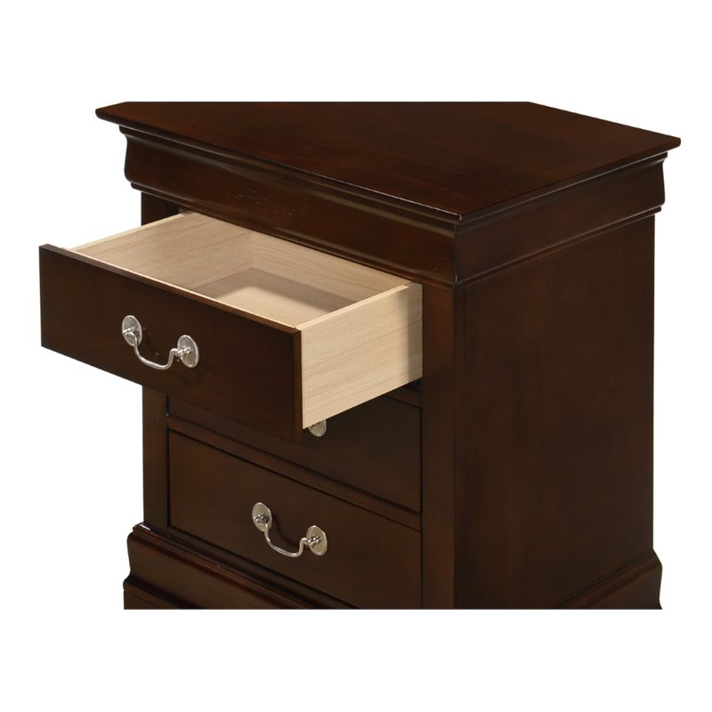 Glory Furniture Louis Phillipe 3 Drawer Nightstand in Cappuccino