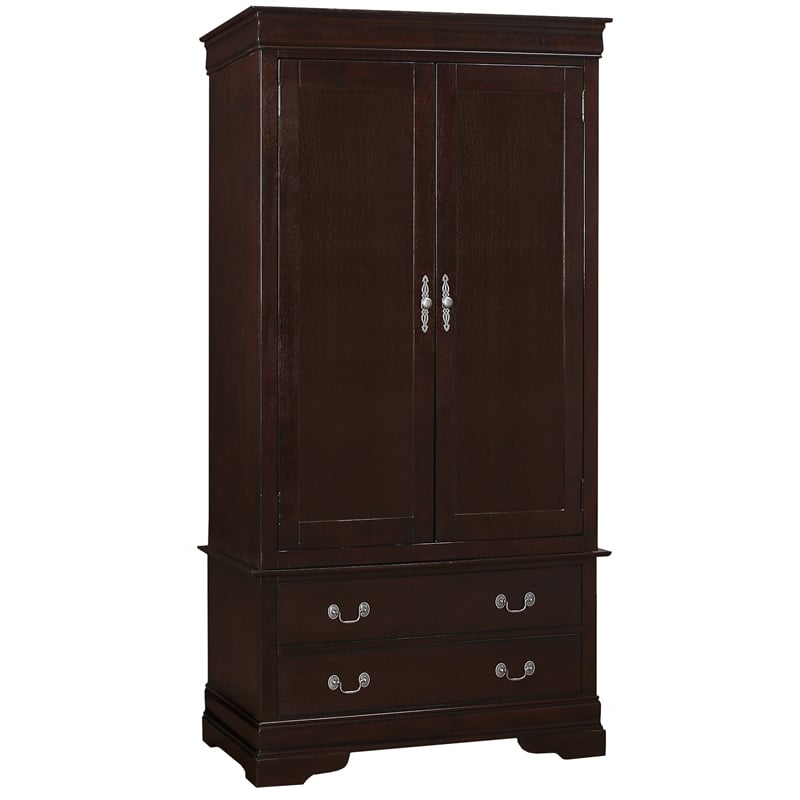 Glory Furniture Louis Phillipe 2 Drawers Bedroom Armoire in Cappuccino