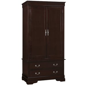 Glory Furniture Louis Phillipe 2 Drawers Bedroom Armoire in Cappuccino