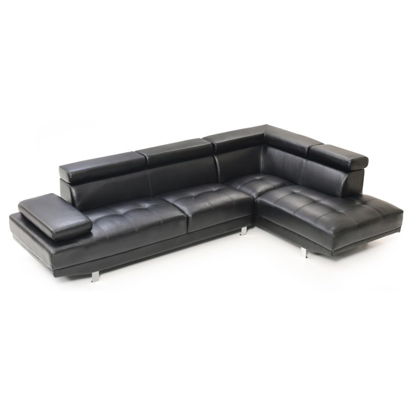 Glory Furniture Riveredge Faux Leather Sectional in Black