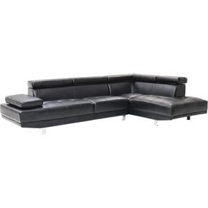 Glory Furniture Riveredge Faux Leather Sectional in Black