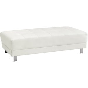 Glory Furniture Riveredge Faux Leather Milan Ottoman in White