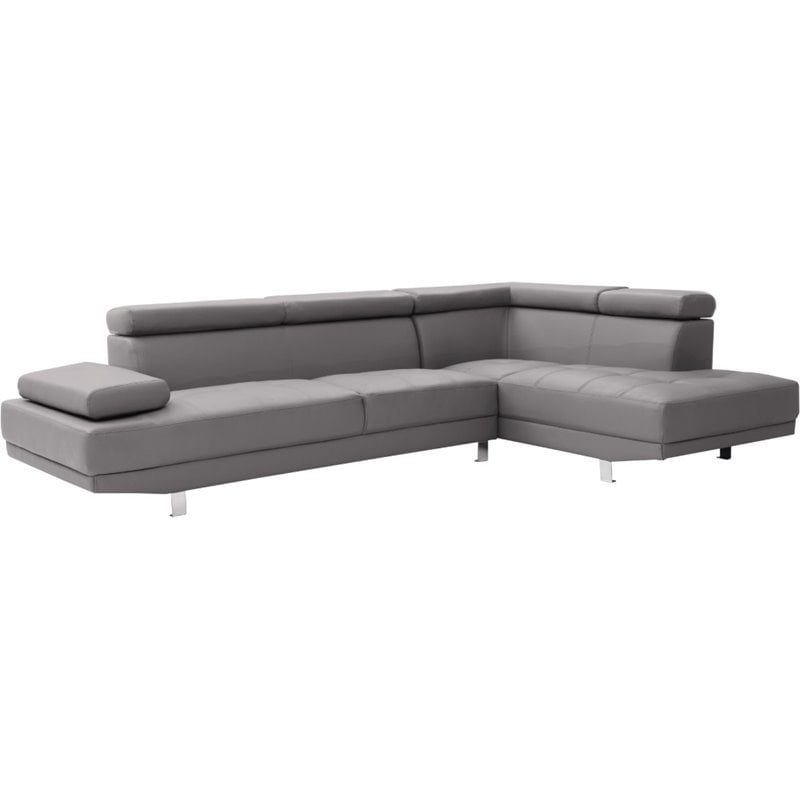 Glory Furniture Riveredge Faux Leather Sectional in Gray