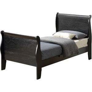 Glory Furniture Louis Phillipe Twin Sleigh Bed in Black