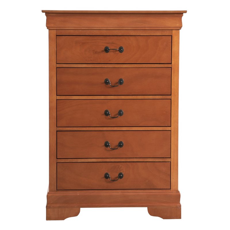 Glory Furniture Louis Phillipe 5-Drawers Bedroom Chest in Oak