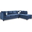 Glory Furniture Malone Microsuede Sectional in Navy Blue