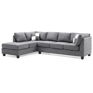 Glory Furniture Malone Microsuede Sectional in Gray