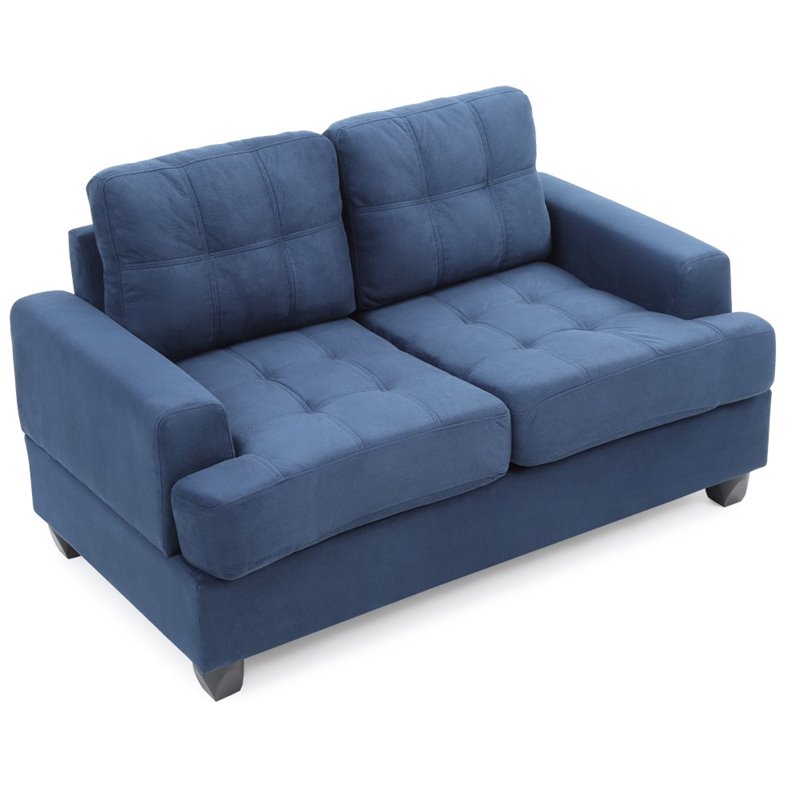 Glory Furniture Sandridge Microsuede Loveseat in Navy Blue