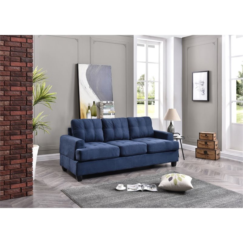 Glory Furniture Sandridge Microsuede Sofa in Navy Blue