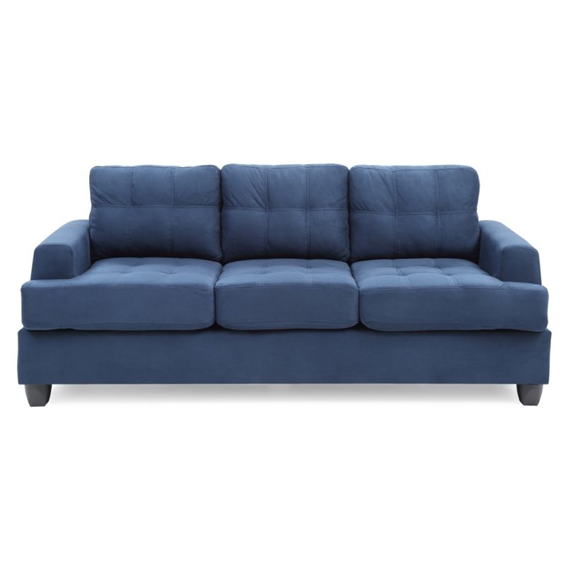 Glory Furniture Sandridge Microsuede Sofa in Navy Blue