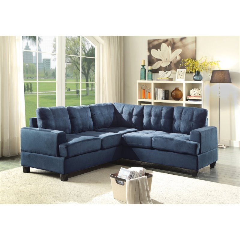 Glory Furniture Sandridge Microsuede Sectional in Navy Blue