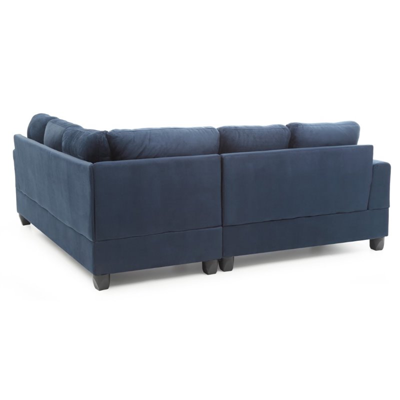 Glory Furniture Sandridge Microsuede Sectional in Navy Blue