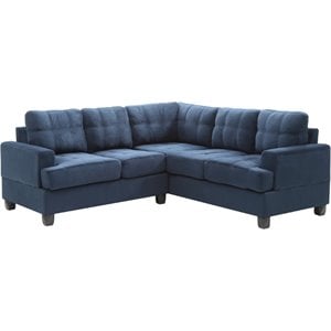 Glory Furniture Sandridge Microsuede Sectional in Navy Blue