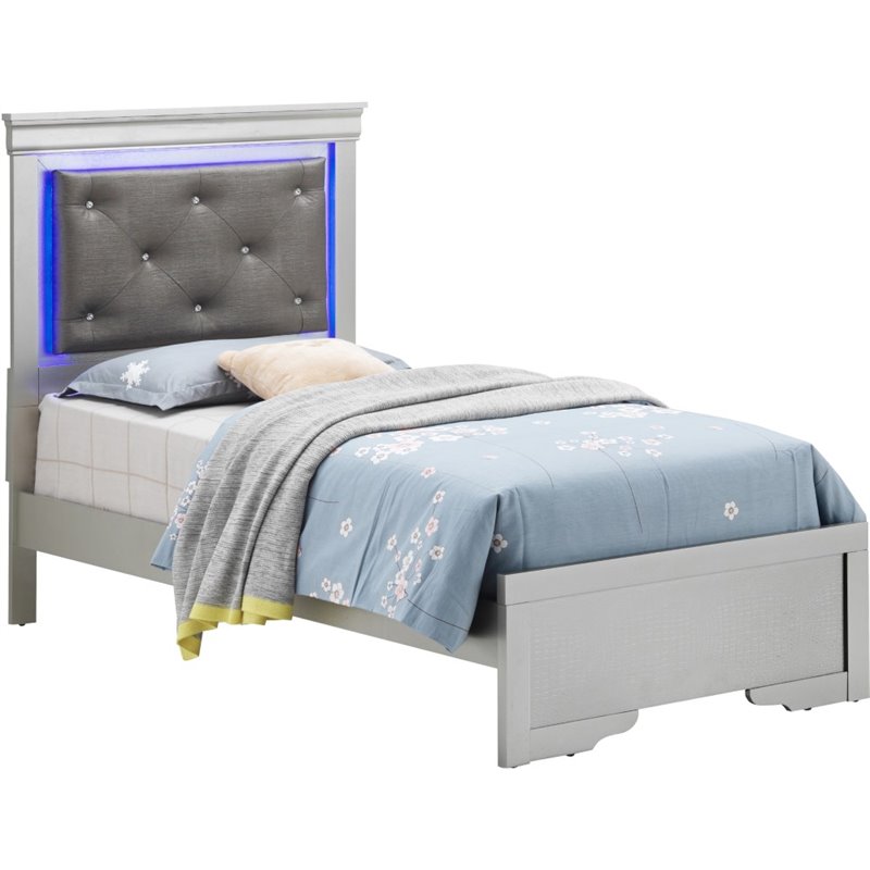 Glory Furniture Lorana Twin Bed in Silver Champagne
