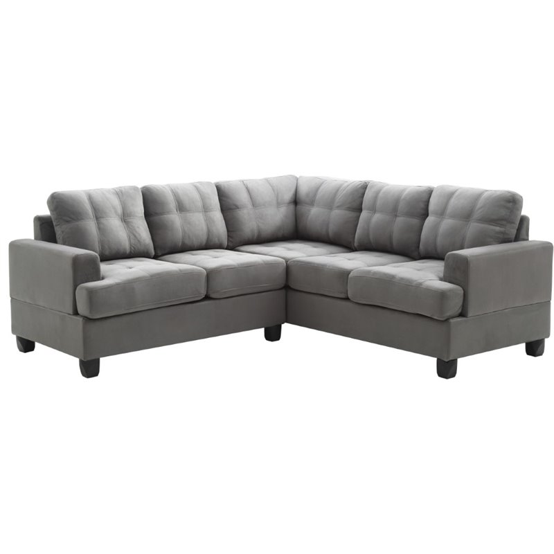 Glory Furniture Sandridge Microsuede Sectional in Gray