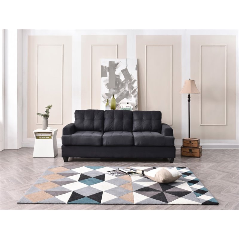 Glory Furniture Sandridge Microsuede Sofa in Black