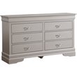 Glory Furniture Lorana 6-Drawers Bedroom Dresser in Silver Champagne